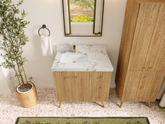Pasadena White Oak 36 in. W x 22 in. D Left Offset Sink Bathroom Vanity - photo 35