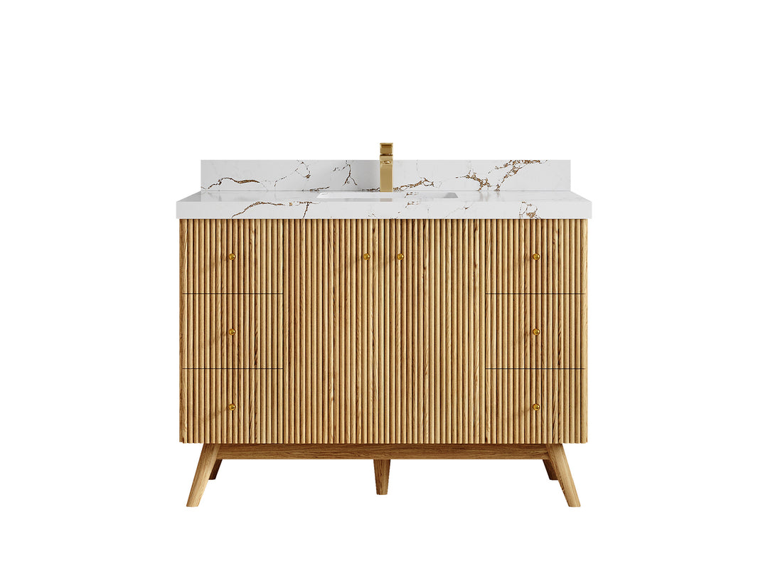 Pasadena White Oak 48 in. W x 22 in. D Single Sink Bathroom Vanity