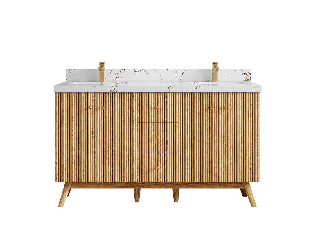 Pasadena White Oak 60 in. W x 22 in. D Double Sink Bathroom Vanity