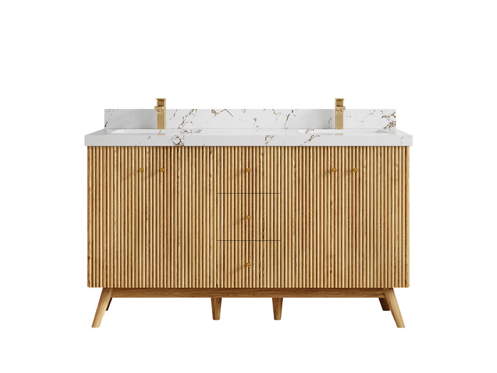 Pasadena White Oak 60 in. W x 22 in. D Double Sink Bathroom Vanity - photo 36