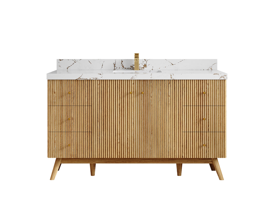 Pasadena White Oak 60 in. W x 22 in. D Single Sink Bathroom Vanity