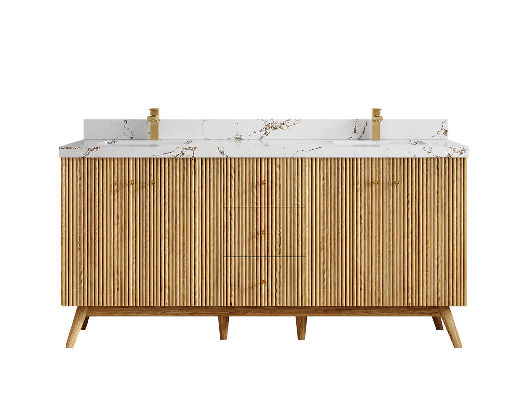 Pasadena White Oak 72 in. W x 22 in. D Double Sink Bathroom Vanity