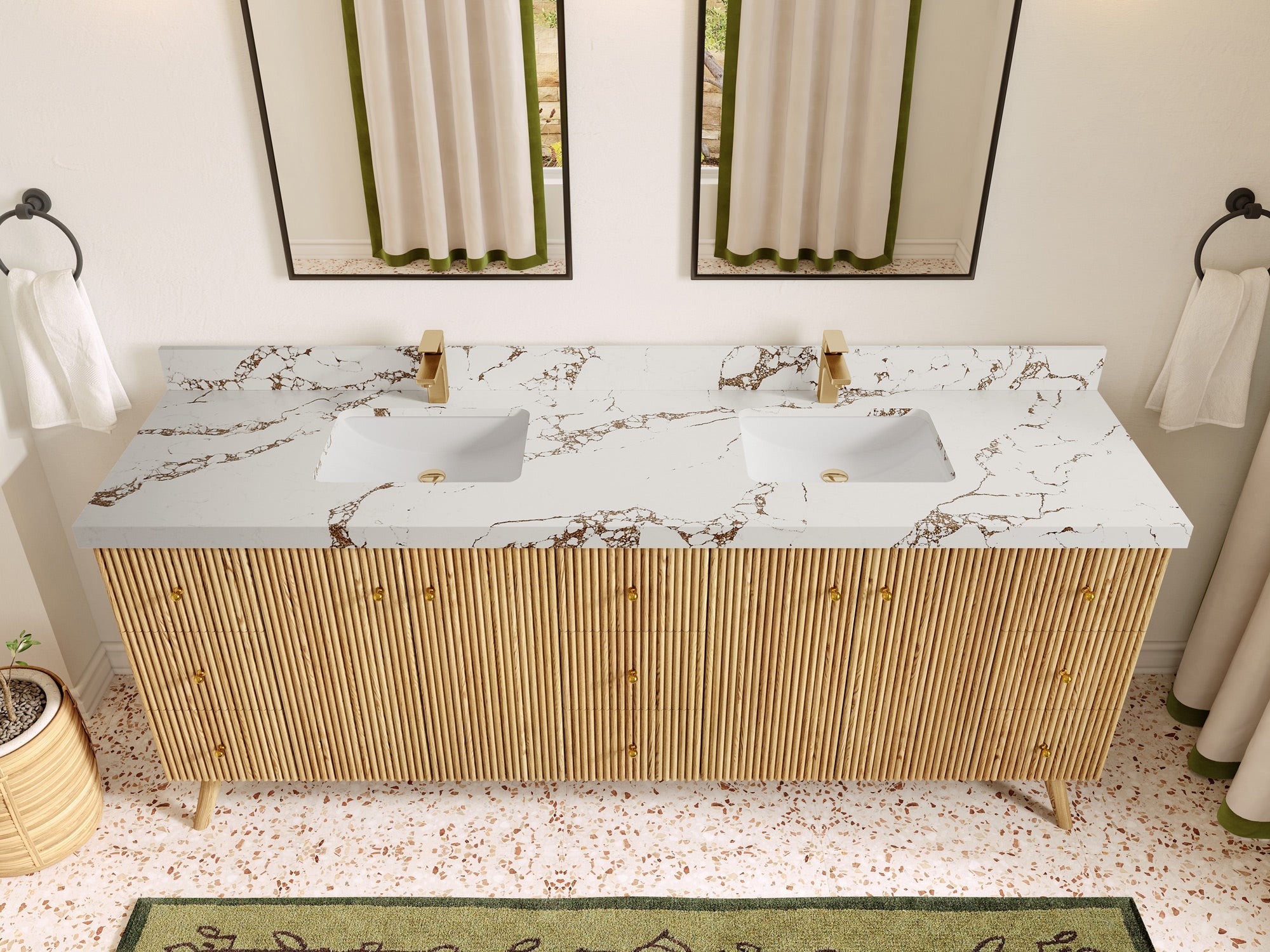 Pasadena White Oak 84 in. W x 22 in. D Double Sink Bathroom Vanity