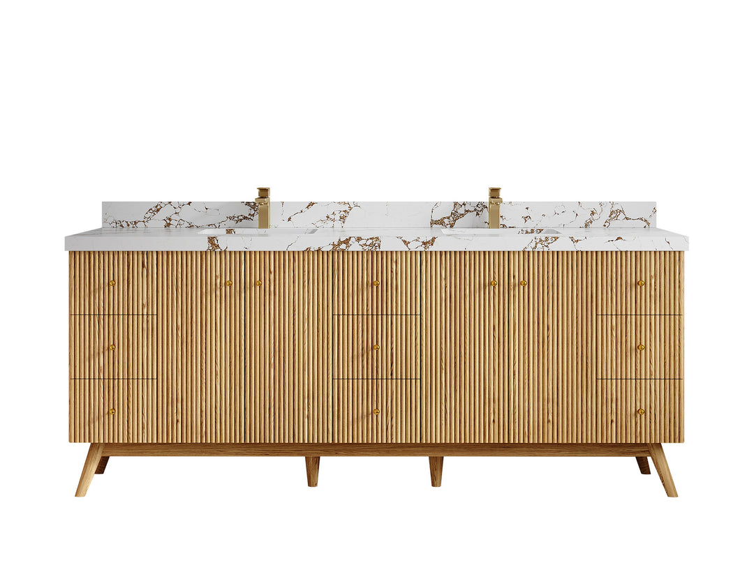 Pasadena White Oak 84 in. W x 22 in. D Double Sink Bathroom Vanity