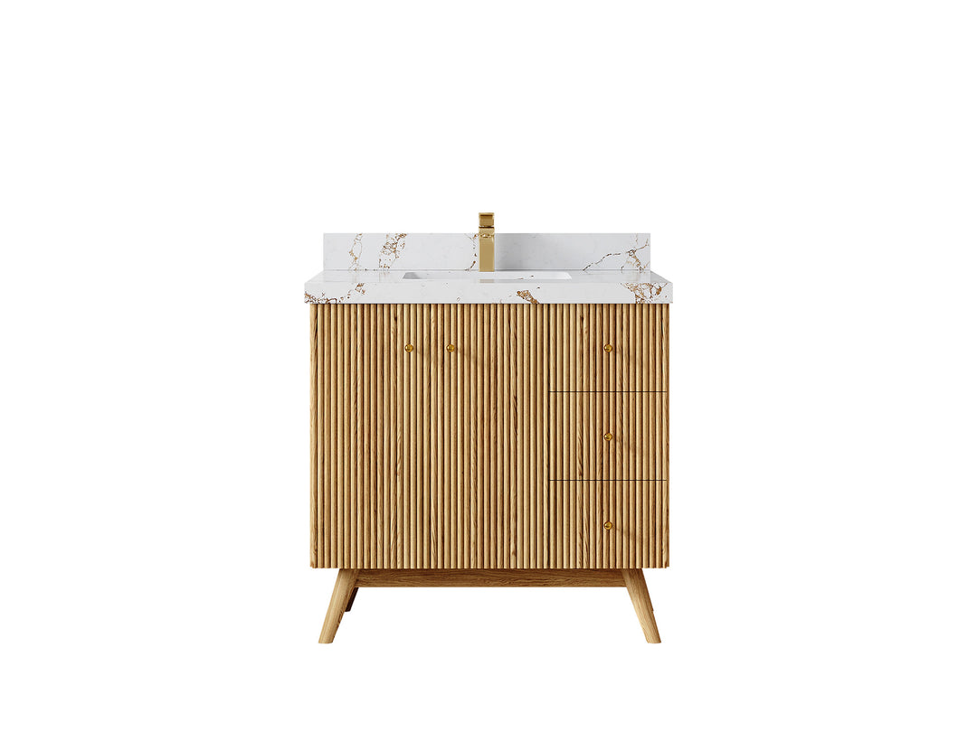 Pasadena White Oak 36 in. W x 22 in. D Center Sink Bathroom Vanity