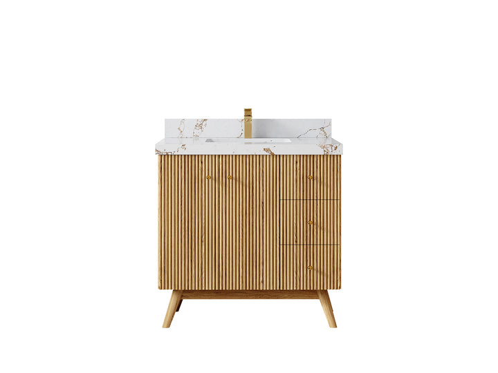 Pasadena White Oak 36 in. W x 22 in. D Center Sink Bathroom Vanity - photo 38