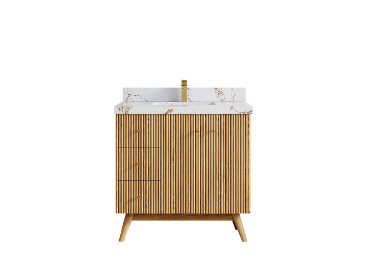 White Oak Bathroom Vanity - 36" W x 22" D, Pasadena Collection, Center Sink Design - photo 1