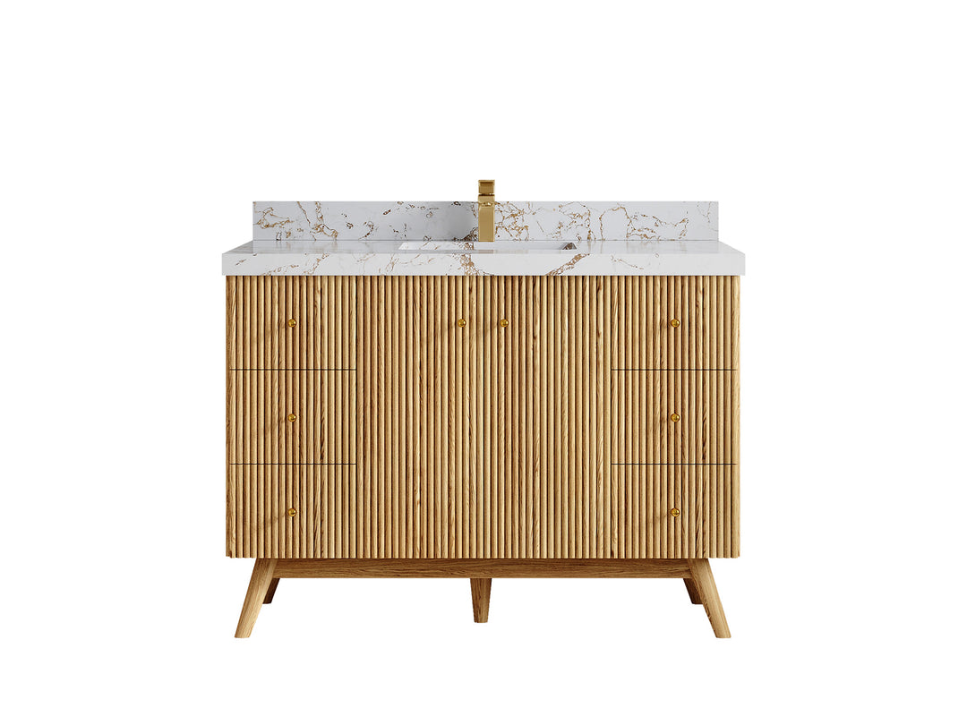 Pasadena White Oak 48 in. W x 22 in. D Single Sink Bathroom Vanity