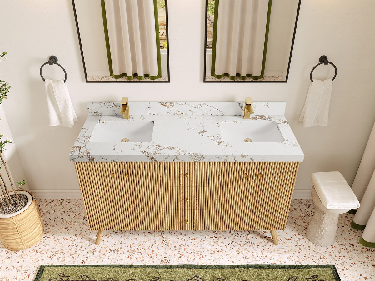 Pasadena White Oak 60 in. W x 22 in. D Double Sink Bathroom Vanity