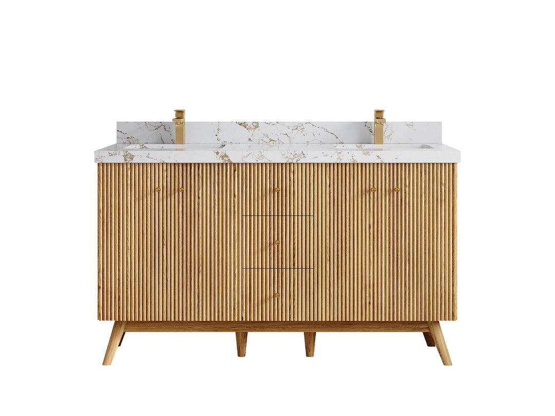 Pasadena White Oak 60 in. W x 22 in. D Double Sink Bathroom Vanity