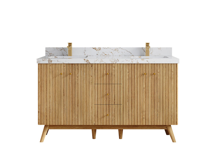 Pasadena White Oak 60 in. W x 22 in. D Double Sink Bathroom Vanity - photo 38