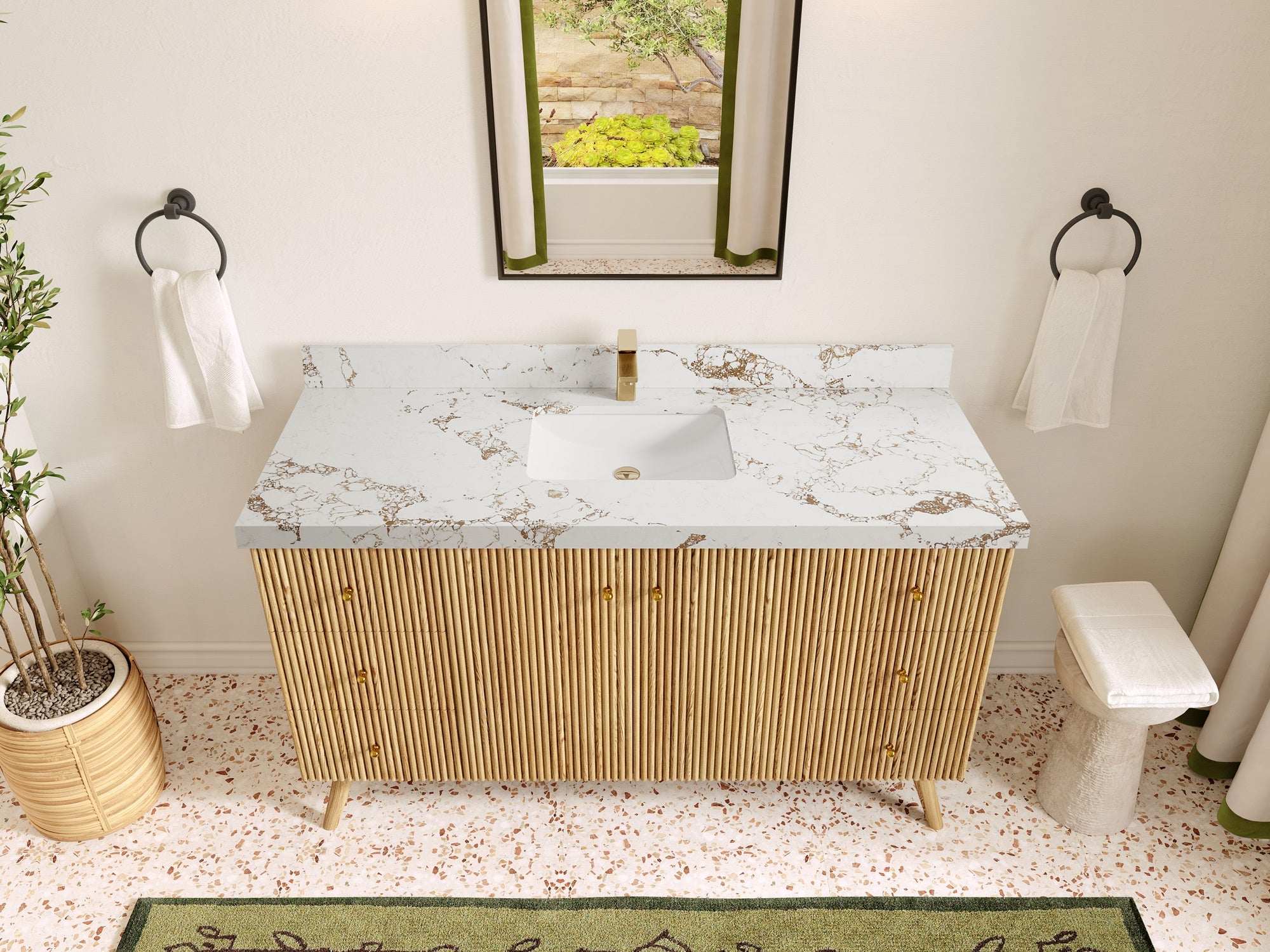 Pasadena White Oak 60 in. W x 22 in. D Single Sink Bathroom Vanity