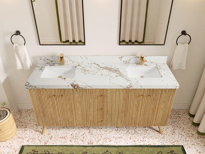 Pasadena White Oak 72 in. W x 22 in. D Double Sink Bathroom Vanity