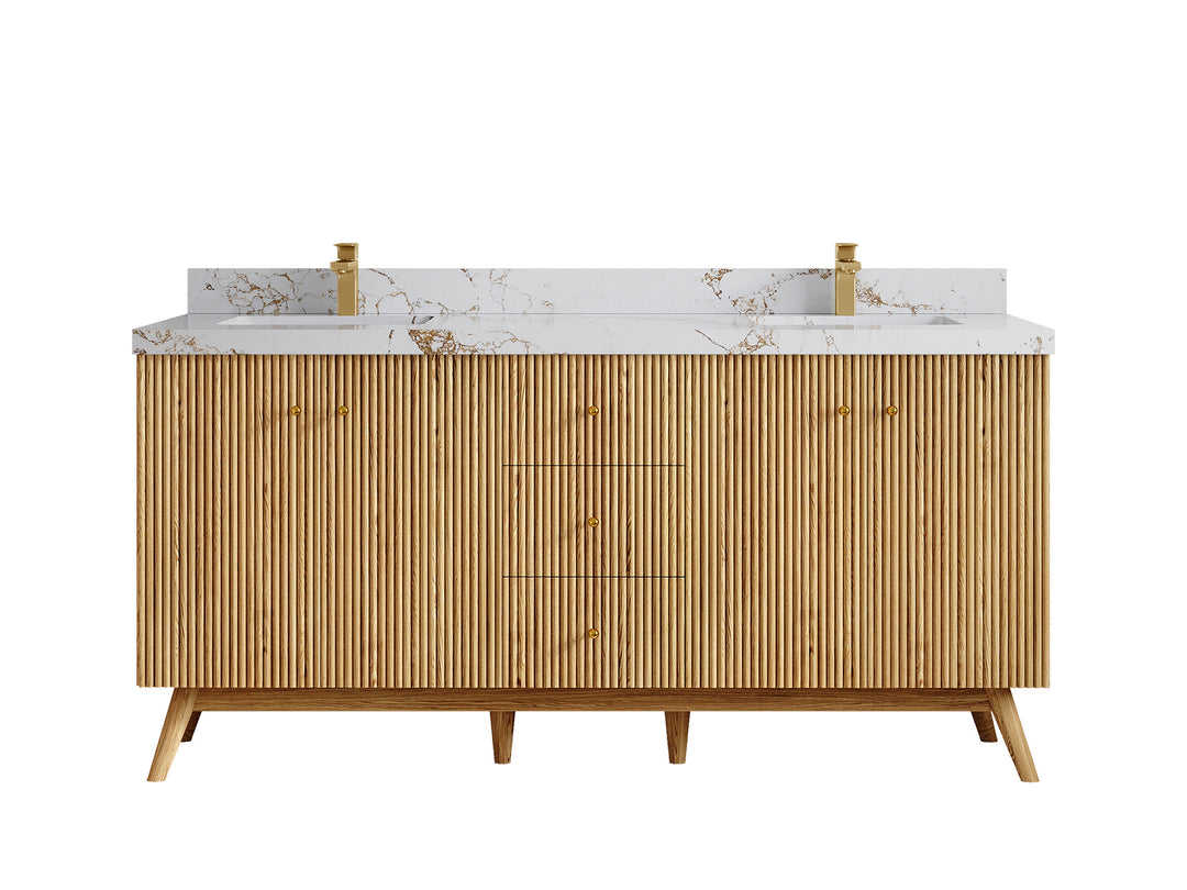 Pasadena White Oak 72 in. W x 22 in. D Double Sink Bathroom Vanity