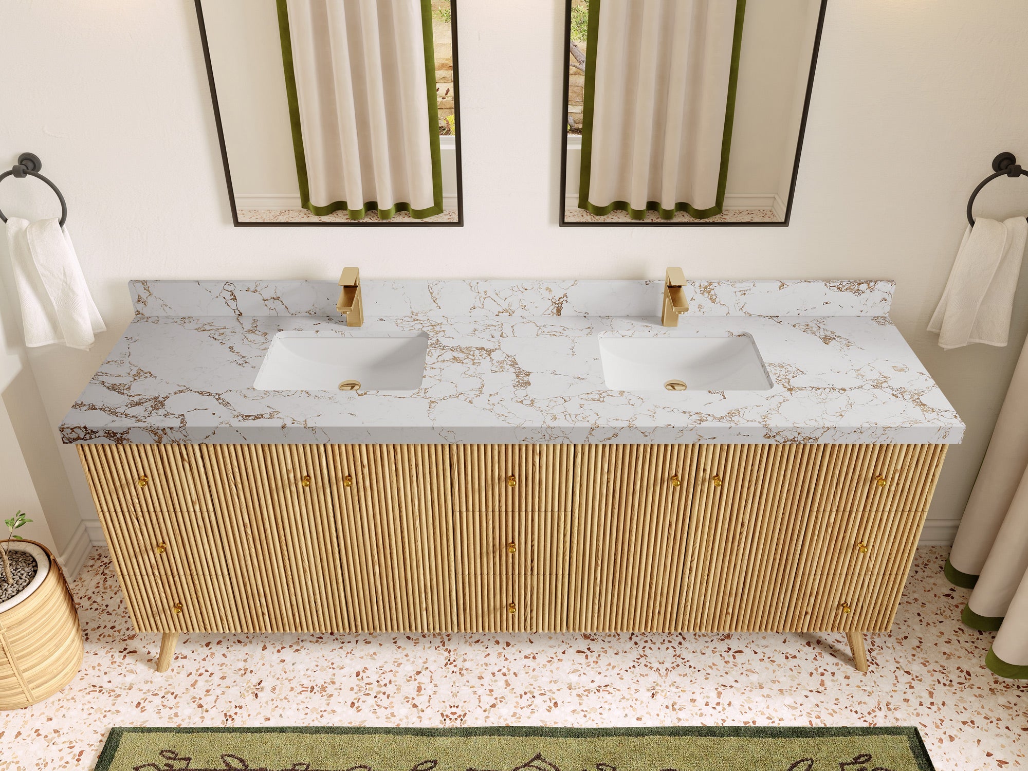 Pasadena White Oak 84 in. W x 22 in. D Double Sink Bathroom Vanity