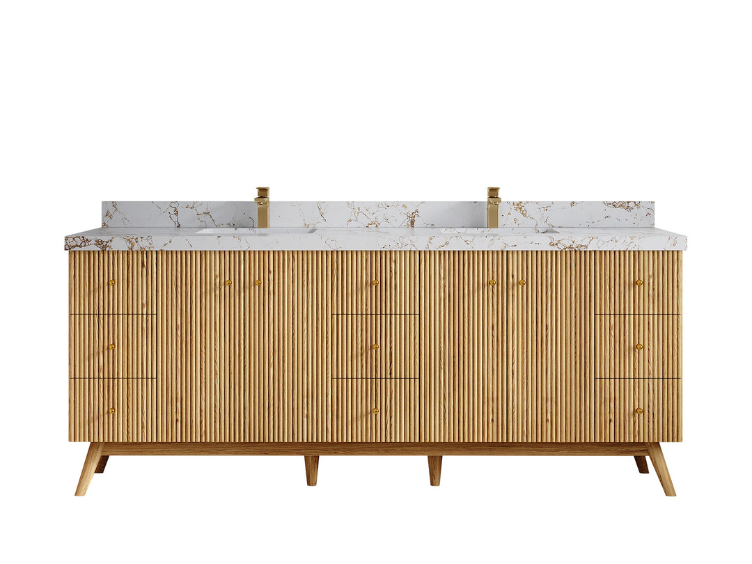 Pasadena White Oak 84 in. W x 22 in. D Double Sink Bathroom Vanity
