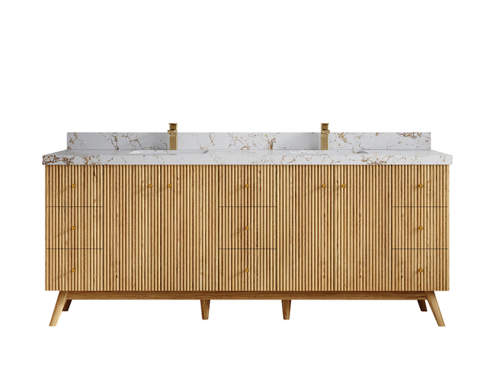 Pasadena White Oak 84 in. W x 22 in. D Double Sink Bathroom Vanity - photo 38