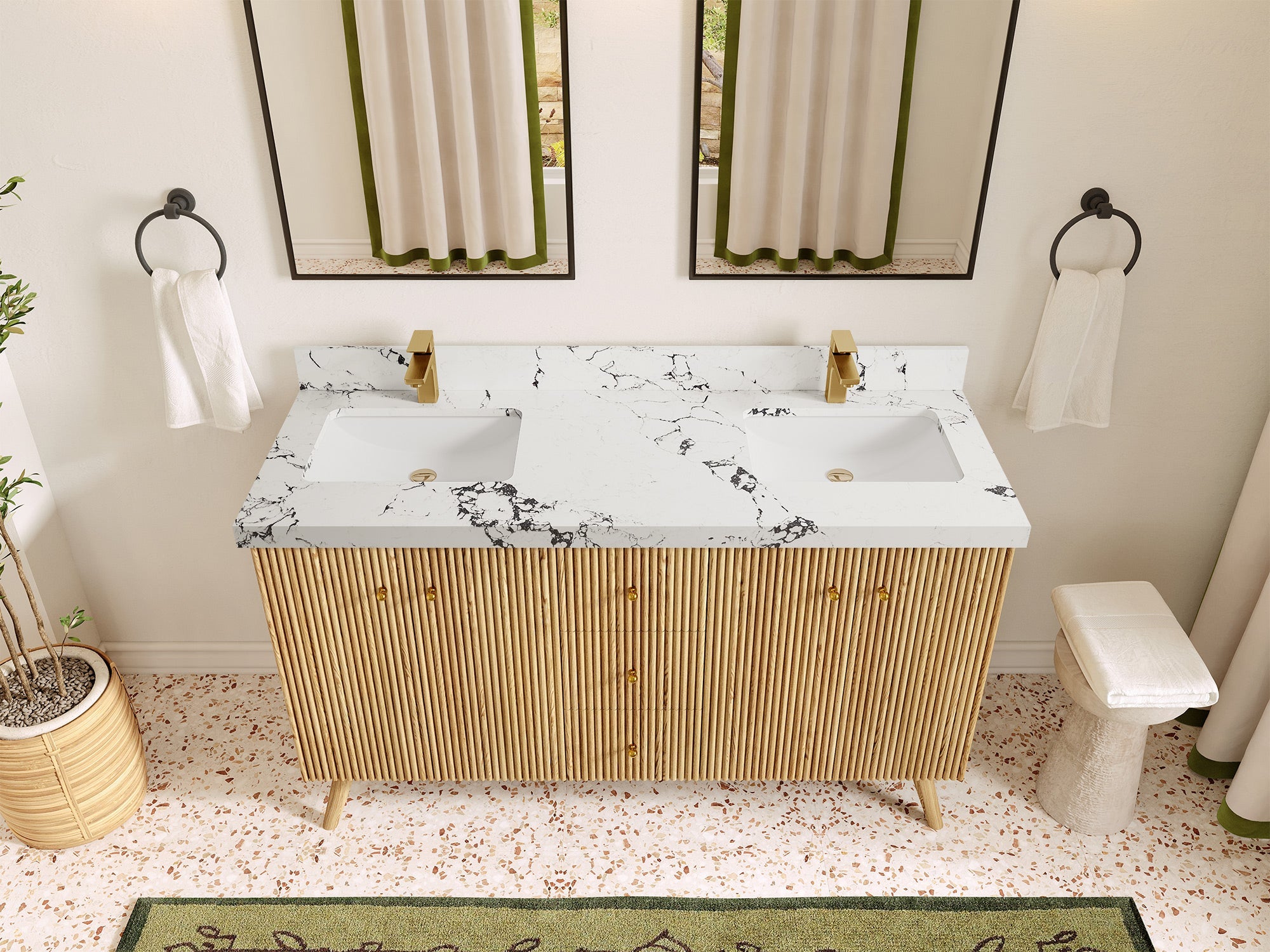 Pasadena White Oak 60 in. W x 22 in. D Double Sink Bathroom Vanity