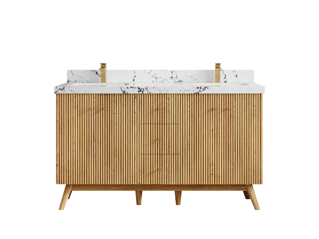 Pasadena White Oak 60 in. W x 22 in. D Double Sink Bathroom Vanity