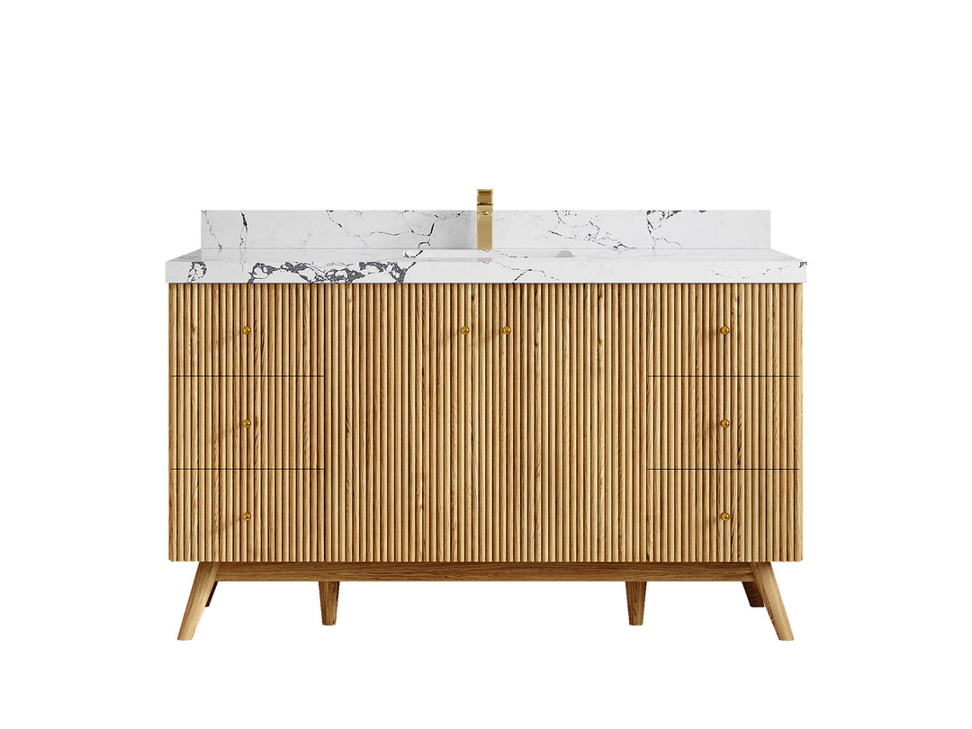 Pasadena White Oak 60 in. W x 22 in. D Single Sink Bathroom Vanity