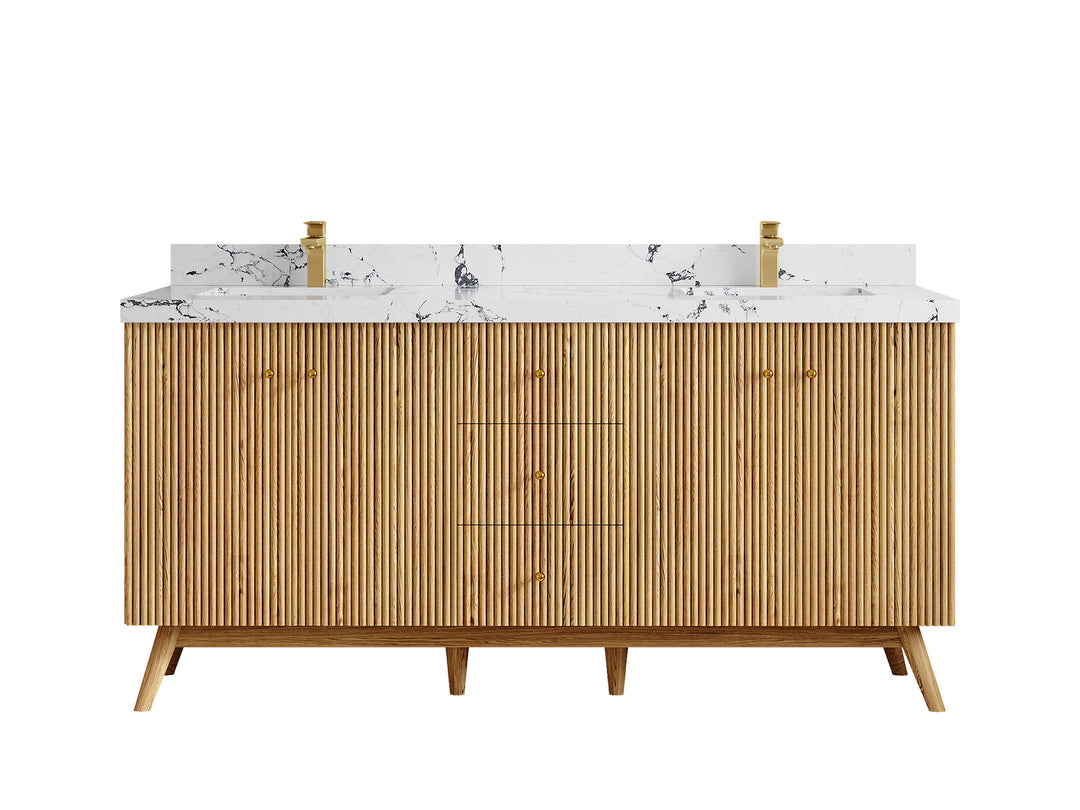 Pasadena White Oak 72 in. W x 22 in. D Double Sink Bathroom Vanity
