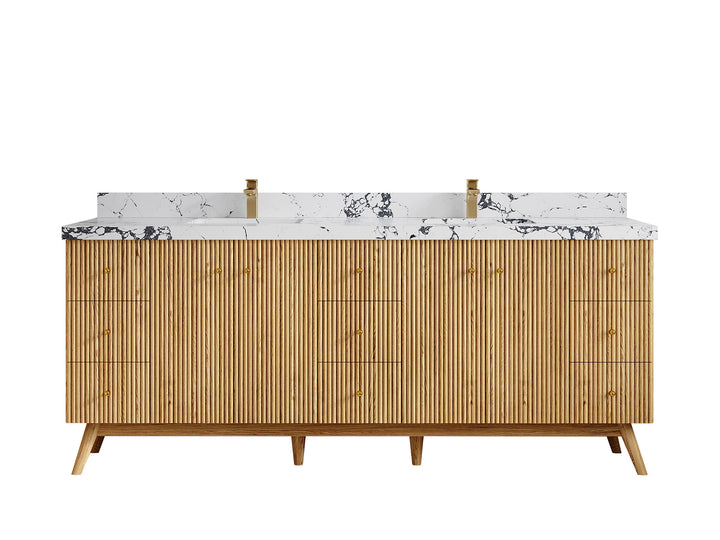Pasadena White Oak 84 in. W x 22 in. D Double Sink Bathroom Vanity - photo 40