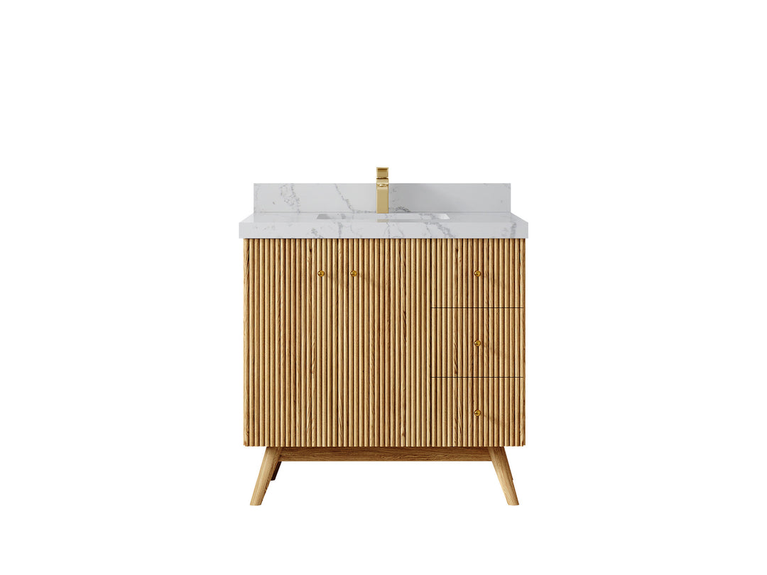 Pasadena White Oak 36 in. W x 22 in. D Center Sink Bathroom Vanity