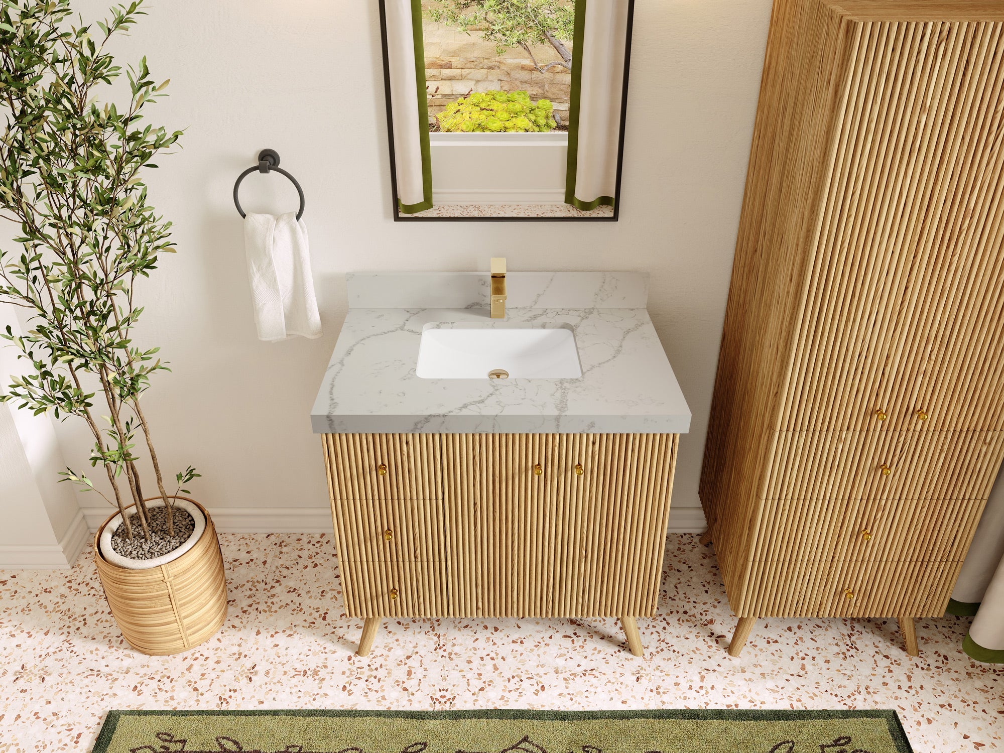 Pasadena White Oak 36 in. W x 22 in. D Center Sink Bathroom Vanity