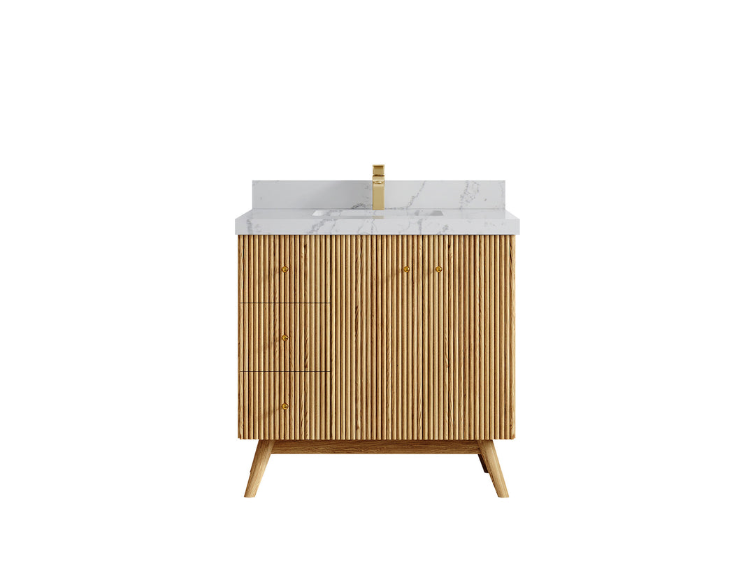 Pasadena White Oak 36 in. W x 22 in. D Center Sink Bathroom Vanity