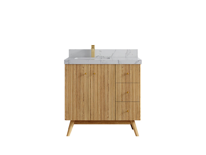 Pasadena White Oak 36 in. W x 22 in. D Left Offset Sink Bathroom Vanity - photo 42