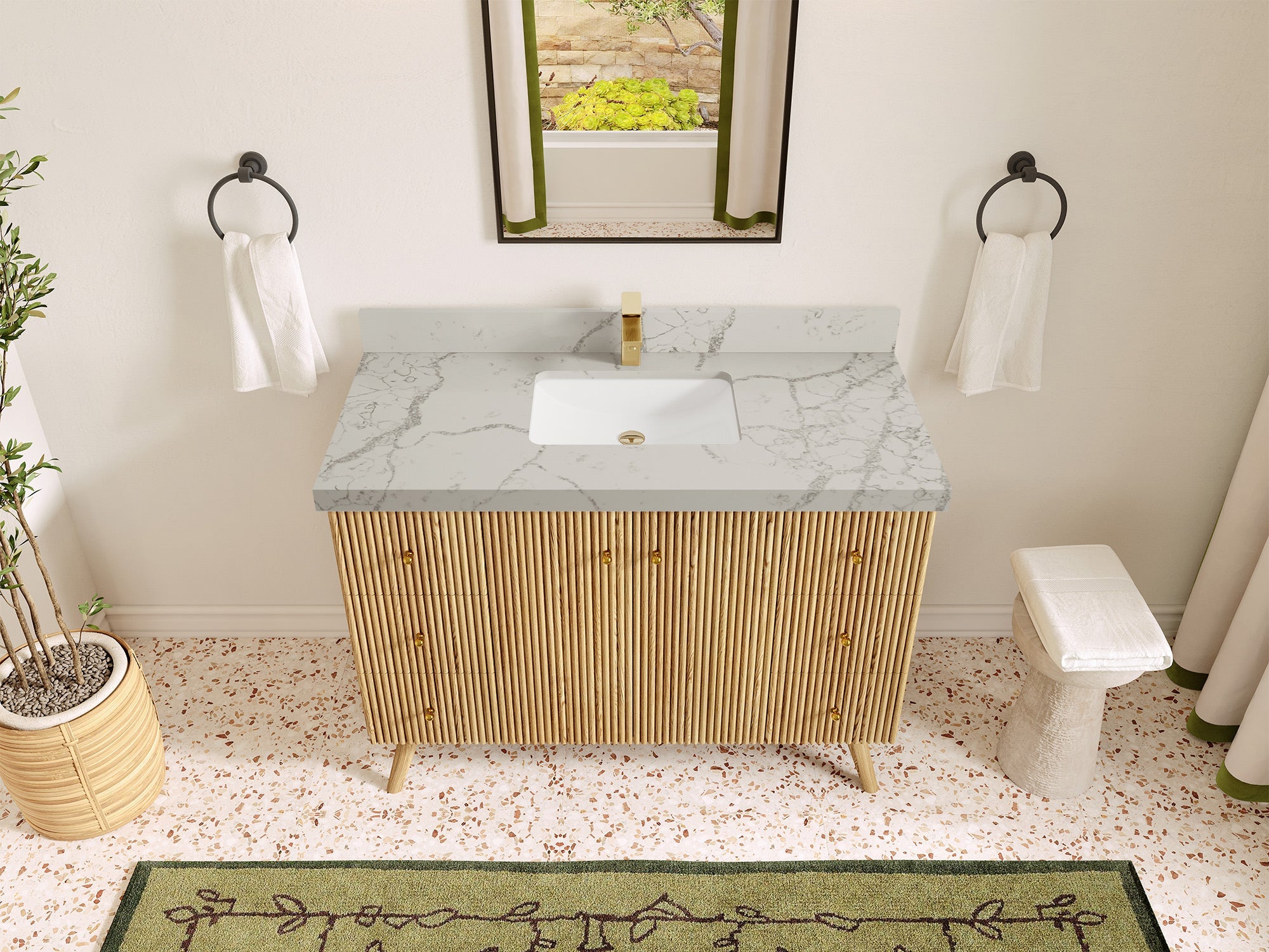 Pasadena White Oak 48 in. W x 22 in. D Single Sink Bathroom Vanity