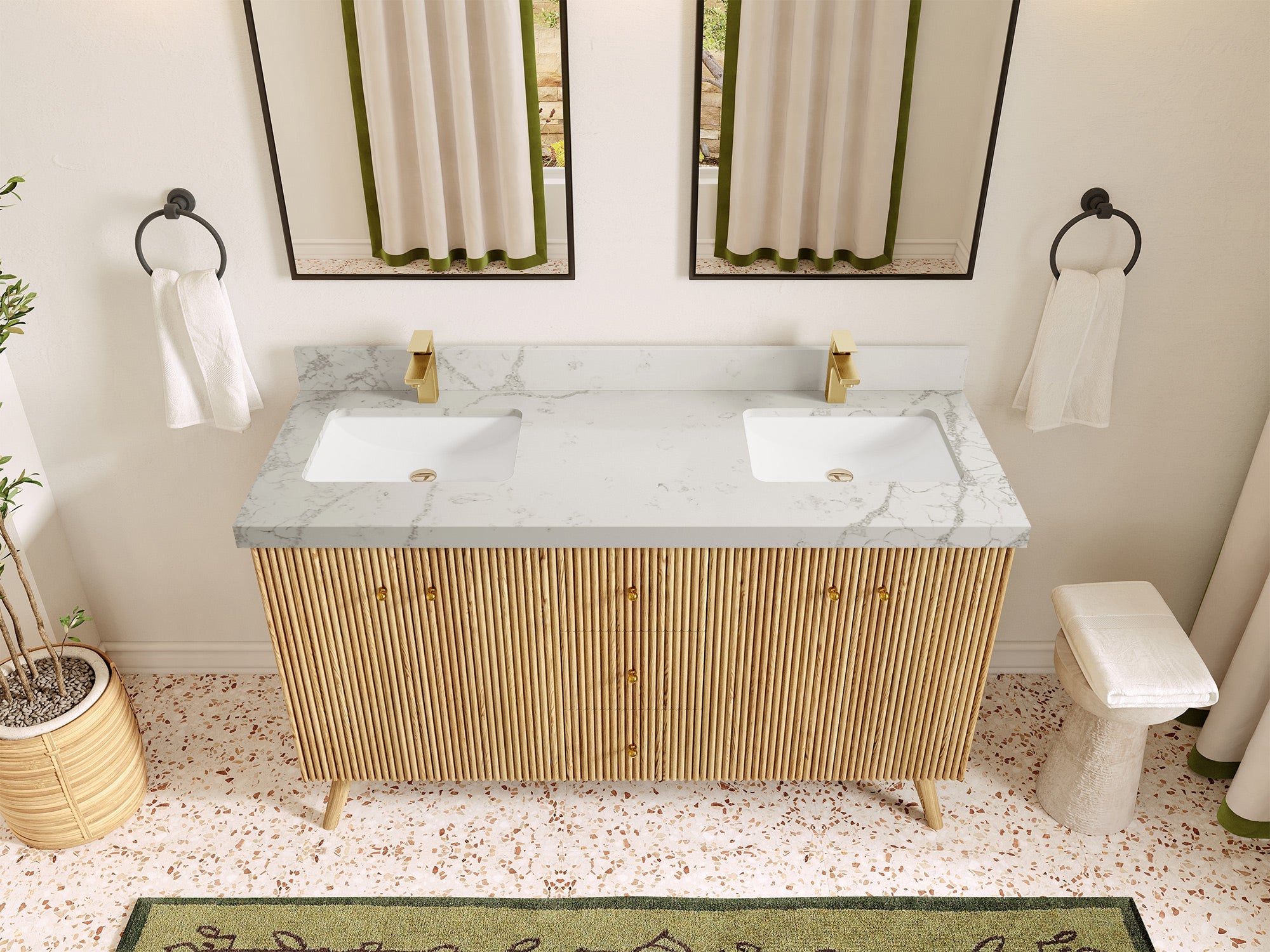Pasadena White Oak 60 in. W x 22 in. D Double Sink Bathroom Vanity