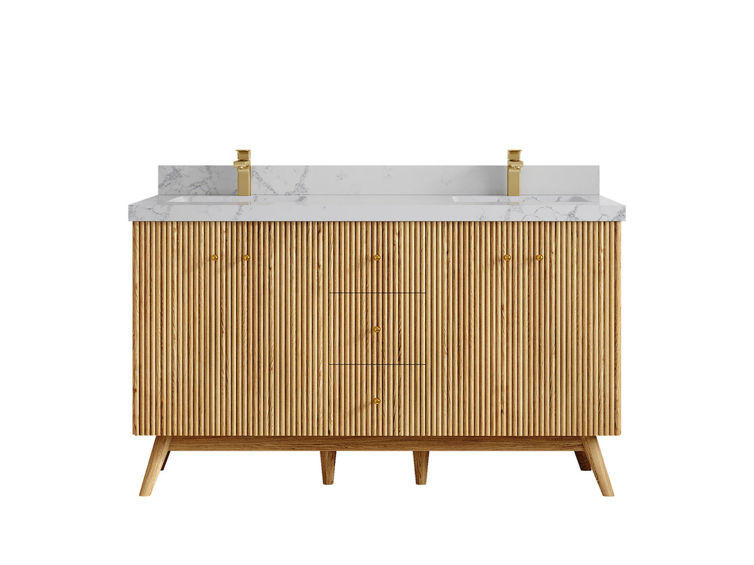 Pasadena White Oak 60 in. W x 22 in. D Double Sink Bathroom Vanity