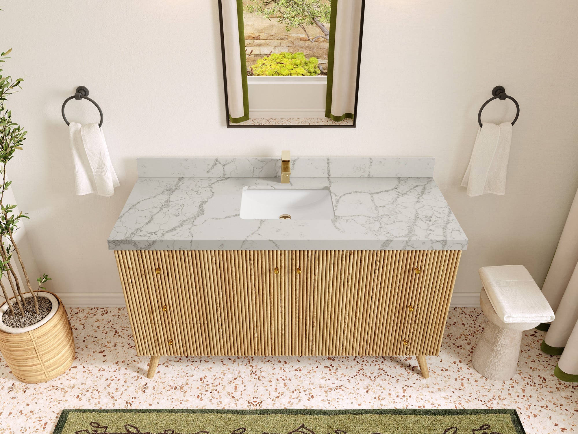 Pasadena White Oak 60 in. W x 22 in. D Single Sink Bathroom Vanity