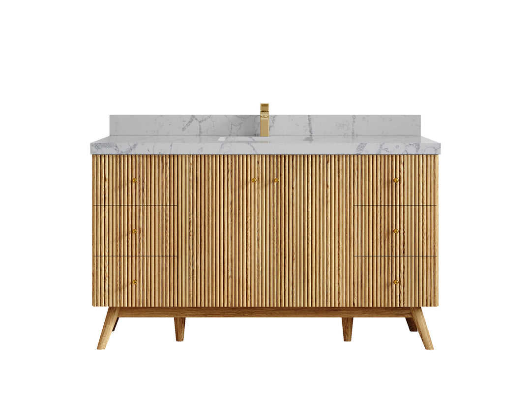 Pasadena White Oak 60 in. W x 22 in. D Single Sink Bathroom Vanity