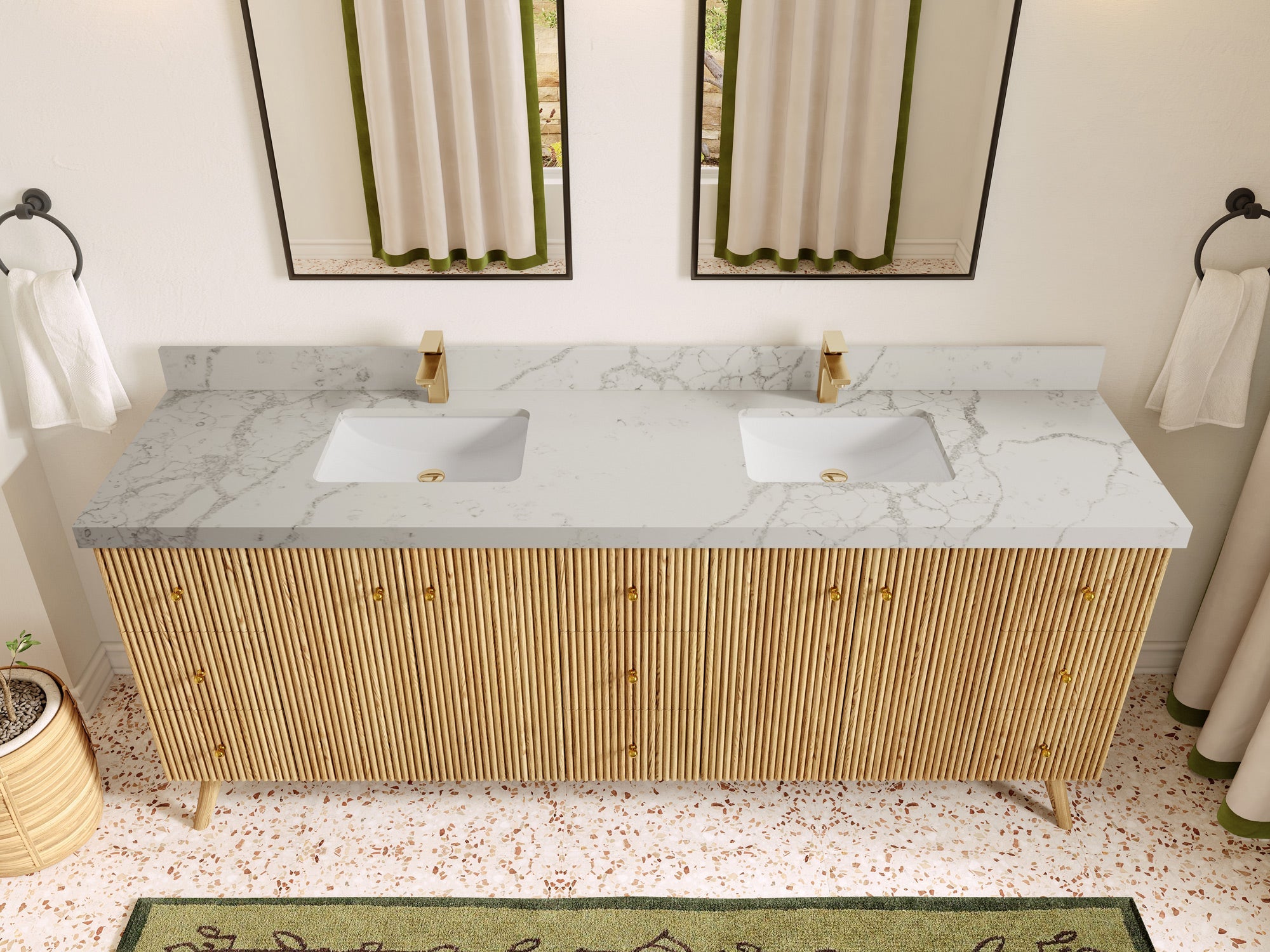 Pasadena White Oak 84 in. W x 22 in. D Double Sink Bathroom Vanity
