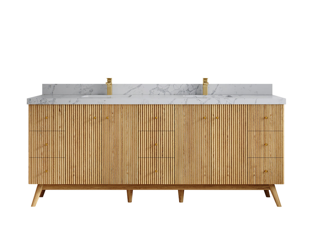 Pasadena White Oak 84 in. W x 22 in. D Double Sink Bathroom Vanity