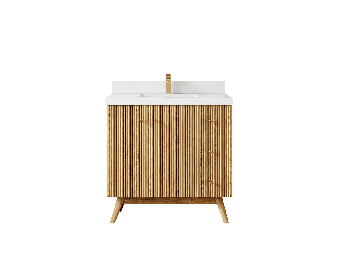 Pasadena White Oak 36 in. W x 22 in. D Center Sink Bathroom Vanity