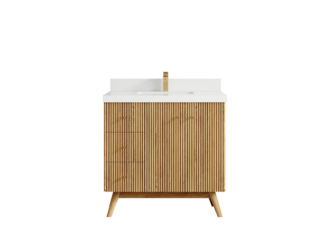 Pasadena White Oak 36 in. W x 22 in. D Center Sink Bathroom Vanity
