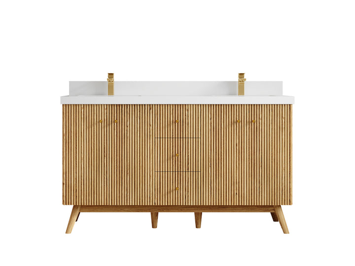 Pasadena White Oak 60 in. W x 22 in. D Double Sink Bathroom Vanity - photo 44