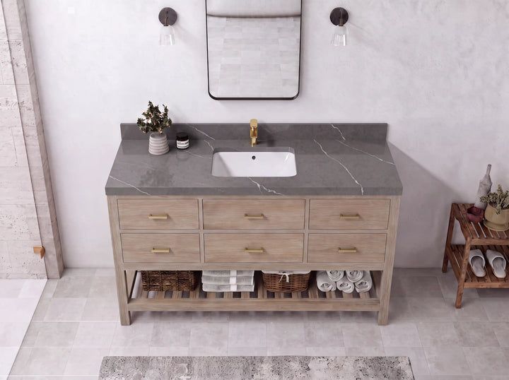 Parker Teak Wood 60 in. W x 22 in. D Single Sink Bathroom Vanity - photo 15