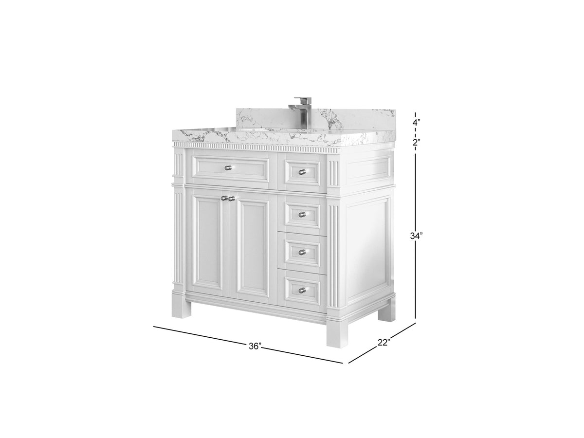 Paris 36 in. W x 22 in. D Center Sink Bathroom Vanity