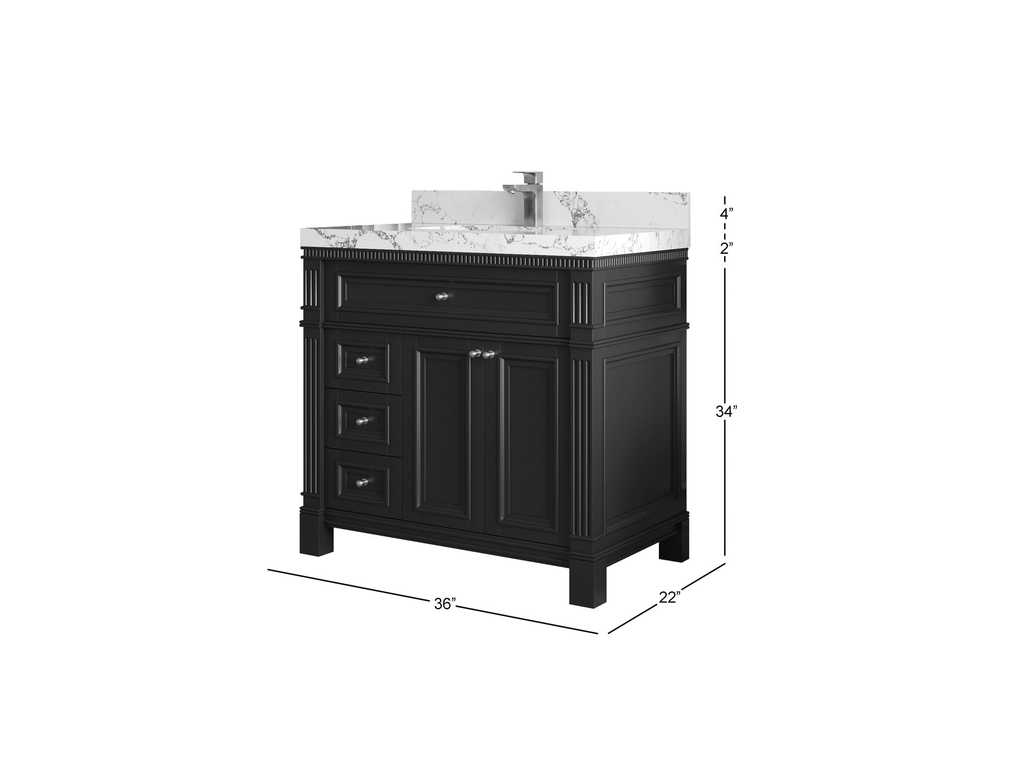 Paris 36 in. W x 22 in. D Center Sink Bathroom Vanity