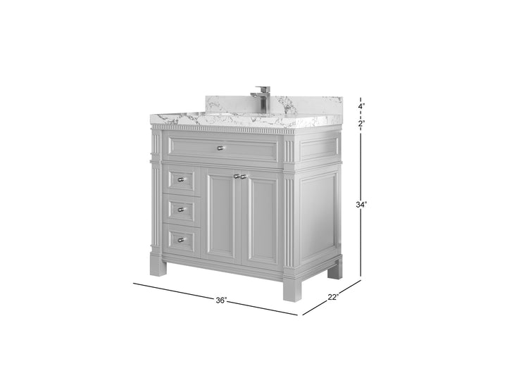 Paris 36 in. W x 22 in. D Center Sink Bathroom Vanity - photo 5