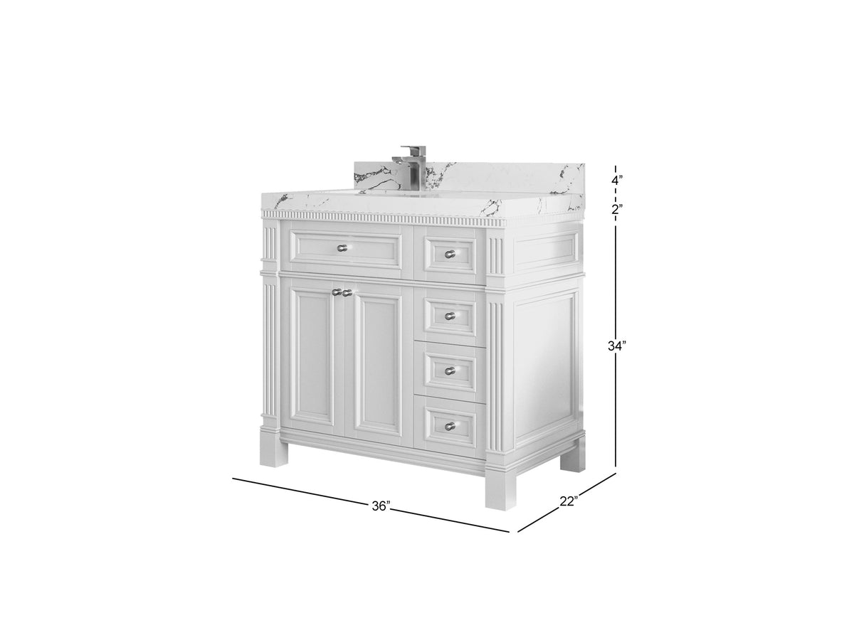 Paris 36 in. W x 22 in. D Left Offset Sink Bathroom Vanity