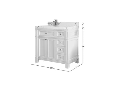Paris 36 in. W x 22 in. D Left Offset Sink Bathroom Vanity