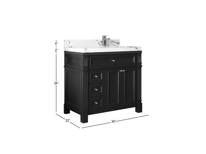 Paris 36 in. W x 22 in. D Right Offset Sink Bathroom Vanity - photo 5