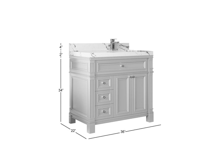 Paris 36 in. W x 22 in. D Right Offset Sink Bathroom Vanity - photo 5