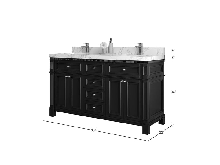 Paris 60 in. W x 22 in. D Double Sink Bathroom Vanity - photo 5