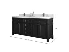 Paris 72 in. W x 22 in. D Double Sink Bathroom Vanity - photo 2